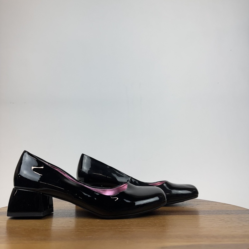 New Big Girls Steve Madden Jjennaa Black Formal Block‎ Pump Heels Size 5 Y NWOB